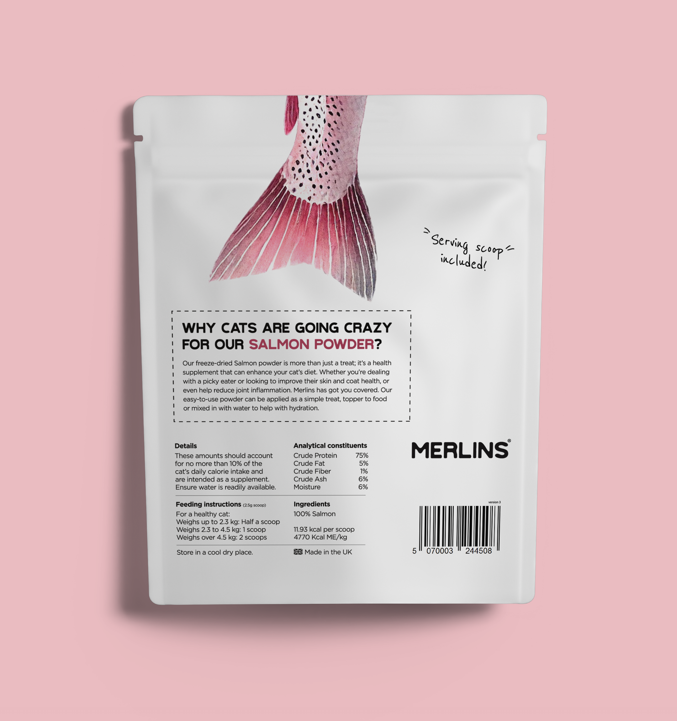 100% freeze dried salmon powder